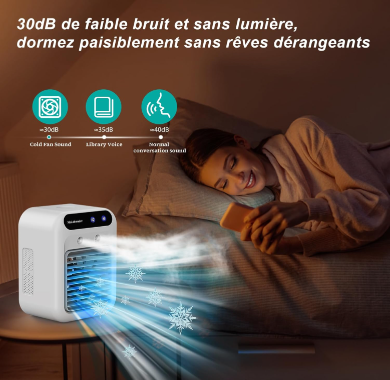 Mini rafraîchisseur d'air en usage